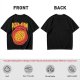Olive green graphic t-shirt with pizza atom design