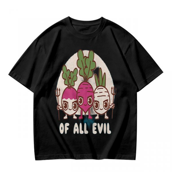 Olive Graphic T-Shirt With Evil Vegetable Characters Design