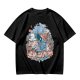 Olive T-Shirt with Whimsical Fantasy Character and Floral Art Print