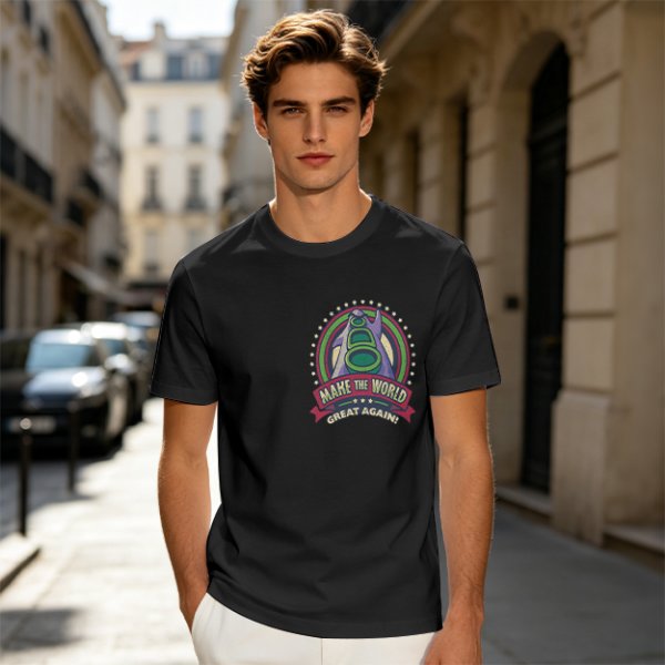Olive T-Shirt With Make The World Great Again Space Graphic Print