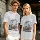 Olive T-Shirt with One Piece Straw Hat Pirates Crew and Ship Print
