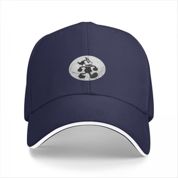 Black baseball cap with vintage cartoon character graphic