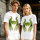 Olive Green T-Shirt With Monster Horned Claw Graphic Print