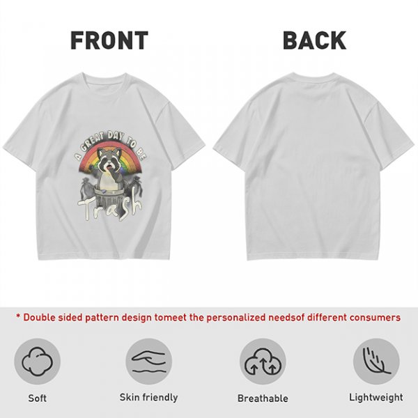 Olive Graphic T-Shirt With Raccoon Rainbow 'A Great Day To Be Trash' Print