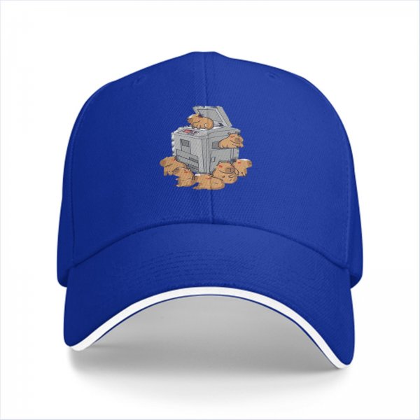 Black Baseball Cap With Capybaras On A Copier Print