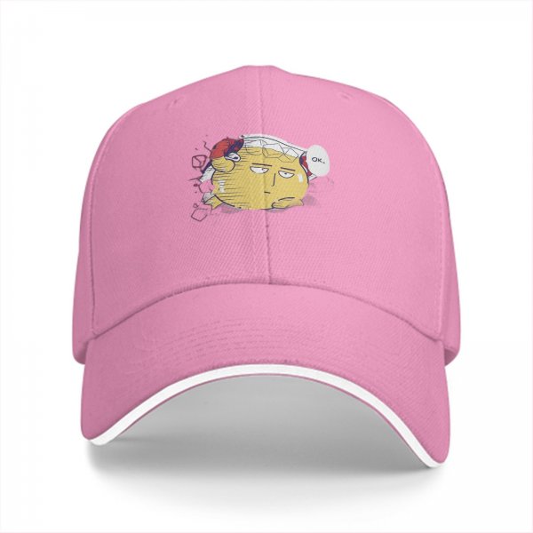 Black Baseball Cap With Saitama 'Ok' Meme Graphic Print