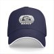 Black baseball cap with grayscale horror girl in bed graphic and DAILY text