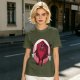 Olive Green T-Shirt With Cartoon D20 Vampire Graphic