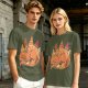 Sleeping Dinosaur Surrounded by Food Slices Graphic T-Shirt