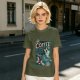 Olive t-shirt with mermaid coffee print 'Coffee Because Luring Sailors Takes Energy'