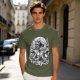 Oni Mask Samurai Floral Graphic Olive T-Shirt