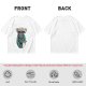 Olive green graphic t-shirt with grumpy cat holding New Year's resolutions