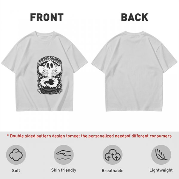 Olive T-shirt with Ghost and Occult Graphic Print