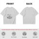 Olive green short-sleeve graphic t-shirt with vintage-style print