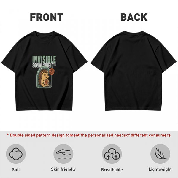 Invisible Social Shield Hedgehog Graphic T-Shirt