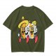 Olive T-Shirt with Cartoon Taco and Beer Graphic