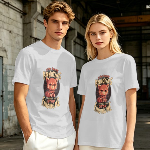 Olive t-shirt with annoyed red panda graphic and funny text