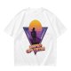 Olive green retro sunset graphic t-shirt with Hero of Time print