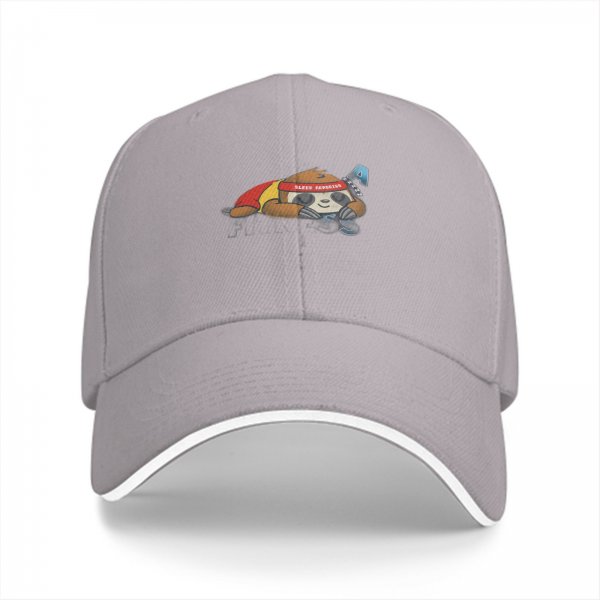 Black Baseball Cap with Sleeping Sloth Workout Graphic