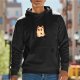 Black Hoodie With Cute Ghost Dog Graphic Print