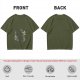 Olive Green Crewneck T-Shirt With Whimsical Graphic Print