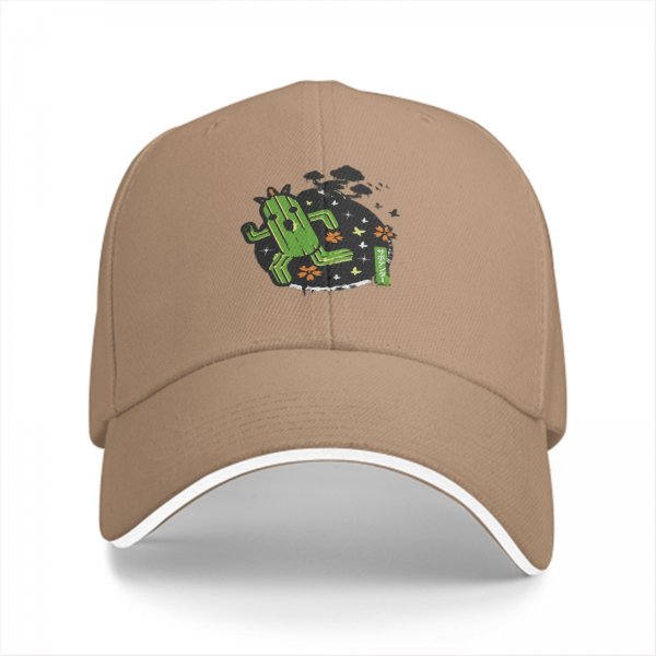 Black baseball cap with running cactus graphic design