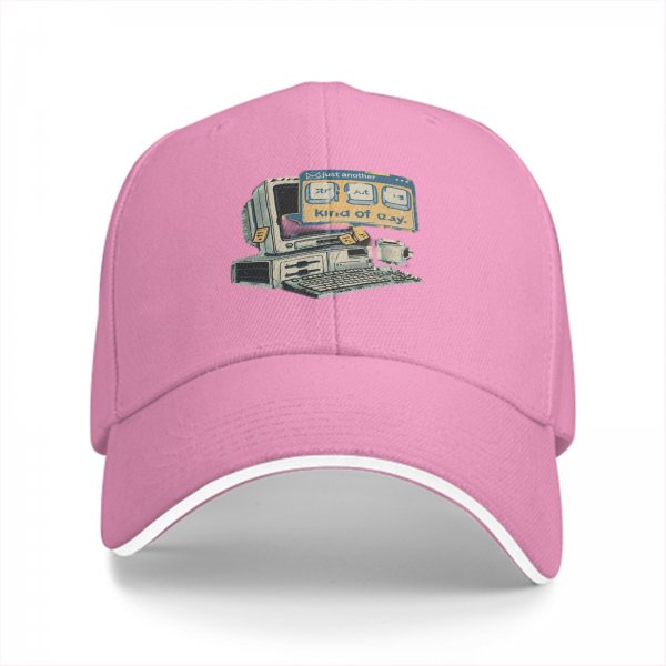 Black baseball cap with retro computer 'just another kind of day' print