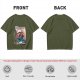 Olive T-shirt with Superhero Lounging Under Beach Umbrella Print