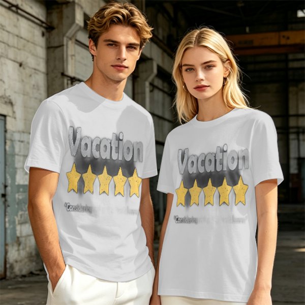 Olive Green T-Shirt With Vacation And Five Star Graphic Print