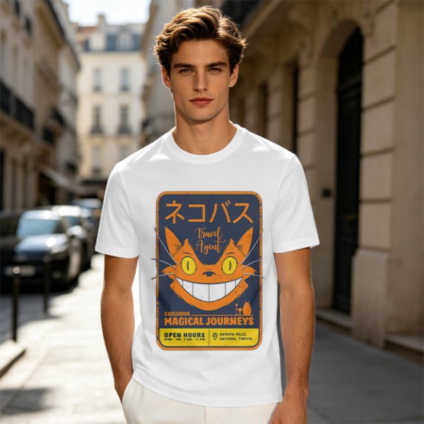 Magical Cat Bus Travel Agent Graphic T-Shirt Design
