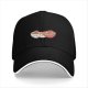 Black baseball cap with two decorative ramen bowl prints
