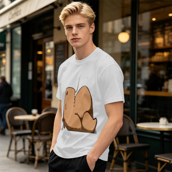 Olive Green T-Shirt With Capybara Rear View Graphic