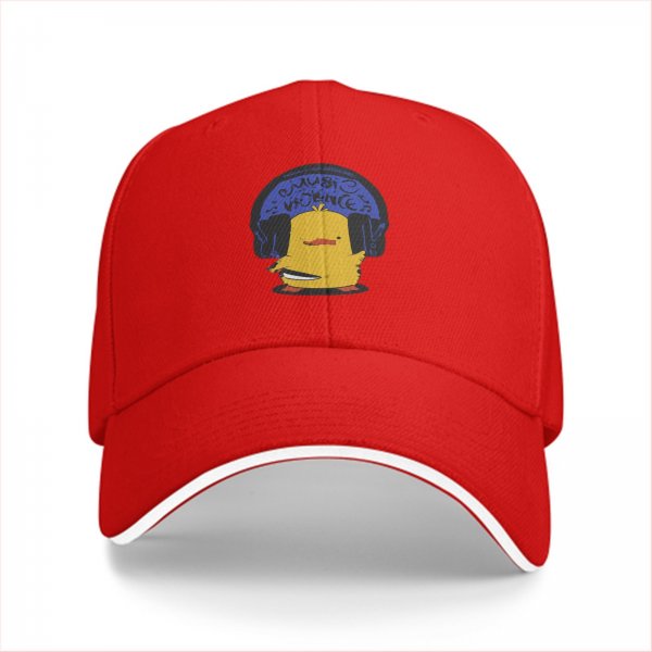 Black Baseball Cap With Cute Yellow Duck Wearing Headphones Graphic