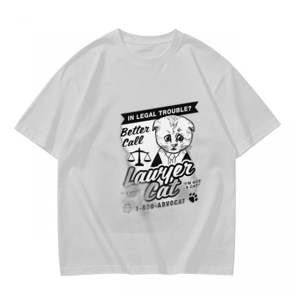 Olive T-Shirt With Funny Lawyer Cat Legal Trouble Graphic Print