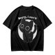 Olive T-Shirt With Sorry I Can't Black Cat Graphic Print