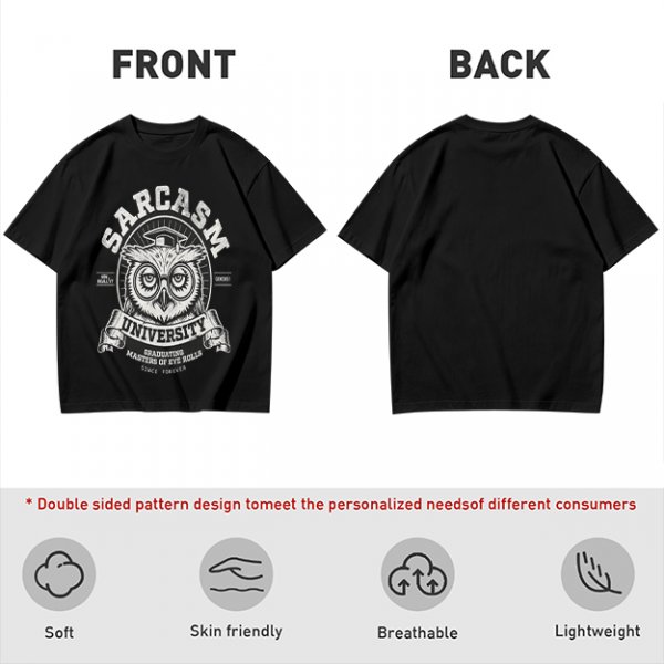 Owl Sarcasm University Masters of Eye Roll Graphic T-Shirt