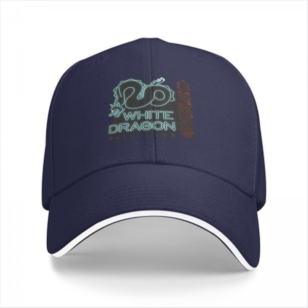 Black baseball cap with White Dragon neon style graphic print