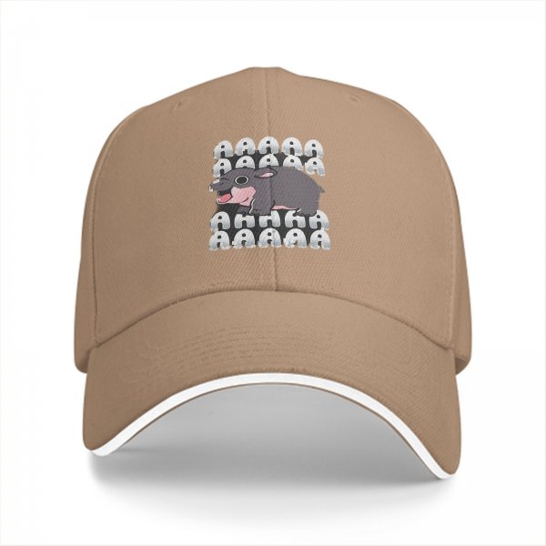 Black baseball cap with cute hippo screaming AHHH graphic