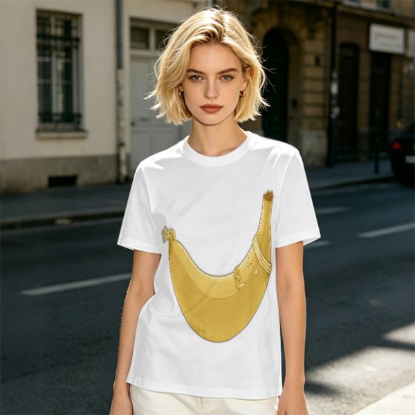 Olive Green T-Shirt With Large Banana Peel Graphic Print