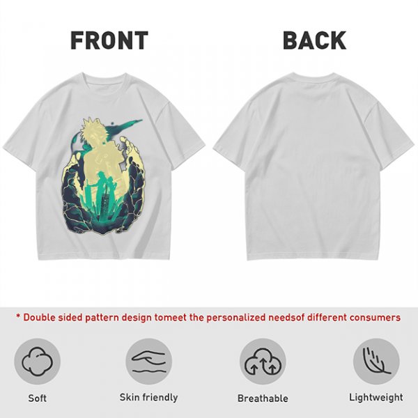 Anime Silhouette Graphic Olive Green Short Sleeve T-Shirt