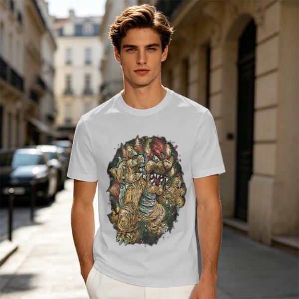 Olive Green T-Shirt With Detailed Monster Dragon Print