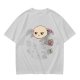 Olive T-shirt with Grumpy Axolotl Holding Coffee Print