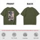 Olive T-Shirt with Japanese Ukiyo-e Dragon and Wave Print