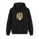 Black hoodie with playful Halloween monster doodle graphic