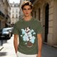 Olive Green T-Shirt With Sleeping Sky Bison On Clouds Print