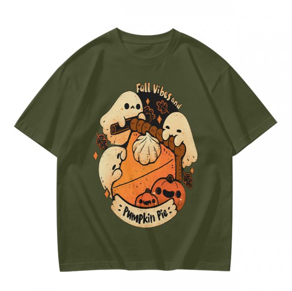 Fall Vibes and Pumpkin Pie Ghost Graphic T-Shirt