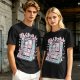 Olive green graphic t-shirt with cute handheld game kitchen art