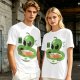 Olive Green T-Shirt With Cute Alien Eating Ramen Graphic