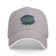 Black baseball cap with flat earth 'around the world' graphic print