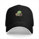 Black Baseball Cap With Cute Turtle Holding Coffee Cup Print